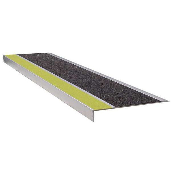 Stair Tread Cover Extruded Aluminum Yellow/Black, 36 in W x 5/32" Thick