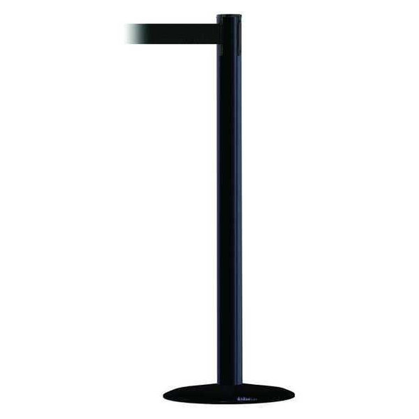 Barrier Post with Belt, Black, 7 1/2 ft Length, 38 in Post Height, No Legend