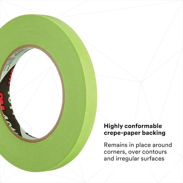 3m Painter's Tape, 12 mm W x 55 m L, 6.7 mil Thick, Green, Rubber Adhesive, 48 PK 401+