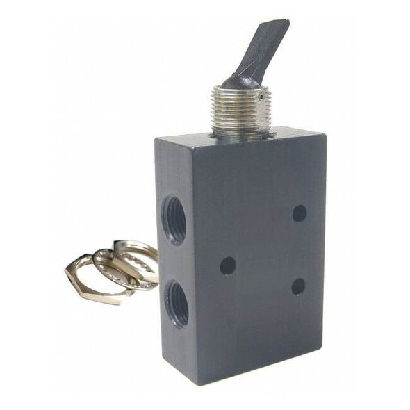 Pneumadyne Toggle Valve,4 Way,1/8 In,NPT FP45-1/8-SR