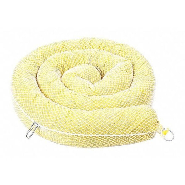 Sorbent Boom, 23 gal, 5 in x 10 ft, Biohazard Liquids, Yellow, 4 PK  HZ510SN