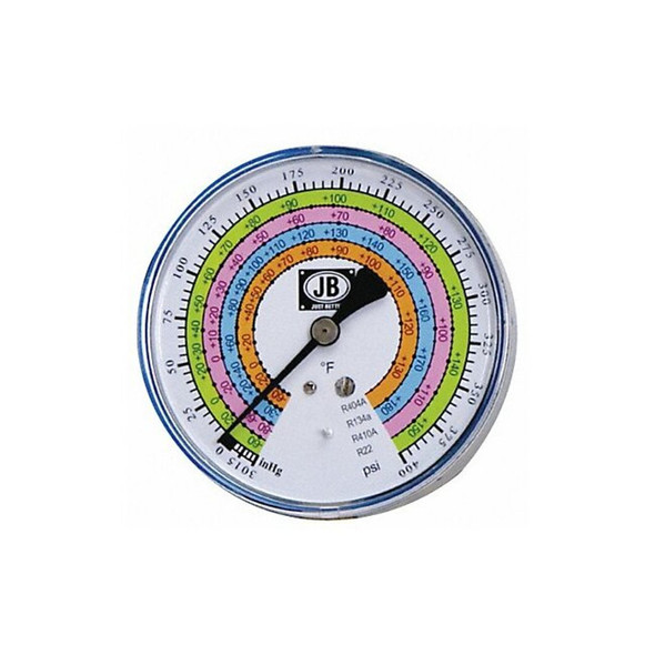 Jb Industries Low Side Gauge, 4 in Dia, Blue M2-400