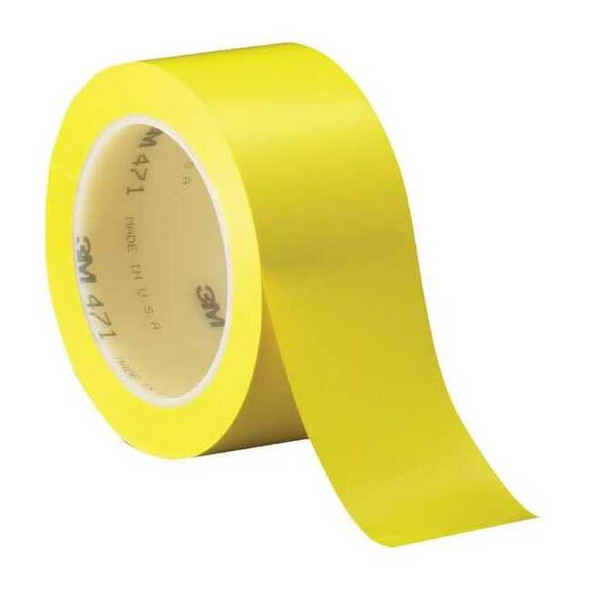 3m Floor Marking Tape, vinyl, Solid, Yellow, 3 in W., 5.2 mil Thickness 471