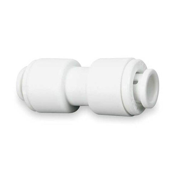 Push-Fit Adapter Fitting, 1/4 in Tube Size, Acetal, White, 10 PK