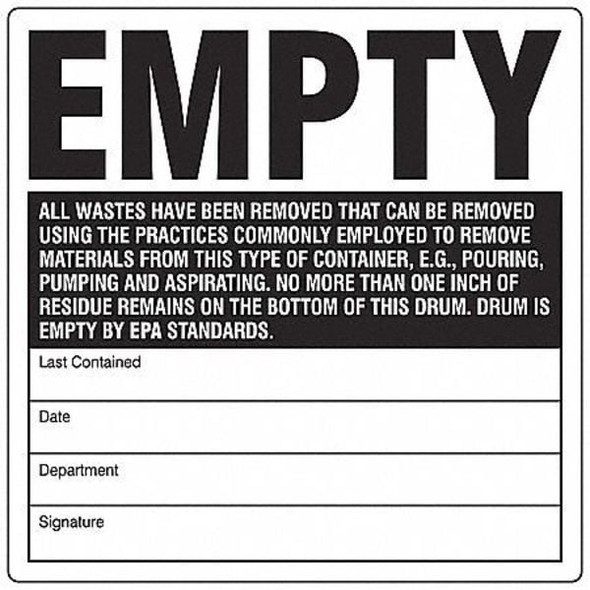 Brady DOT Handling Label,Empty,6" W,PK100 121439 Brady DOT Handling Label,Empty,6" W,PK100 121439