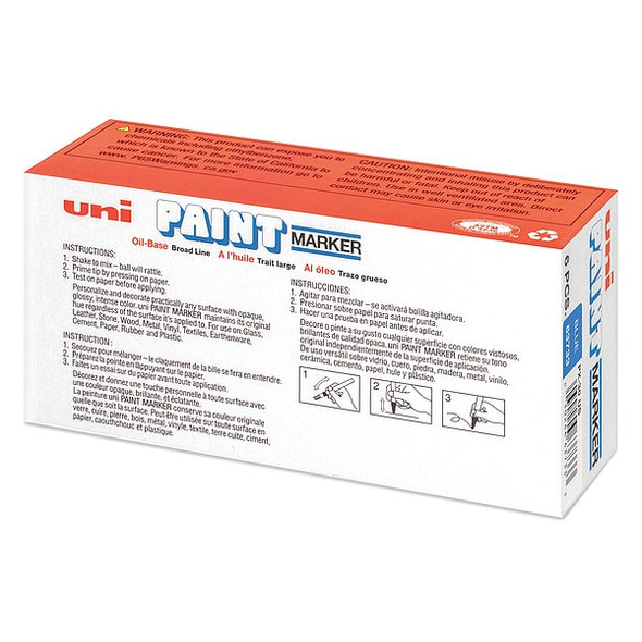 Uni-Paint Permanent Marker, Large Tip, Blue Color Family, Paint, 6 PK 63733