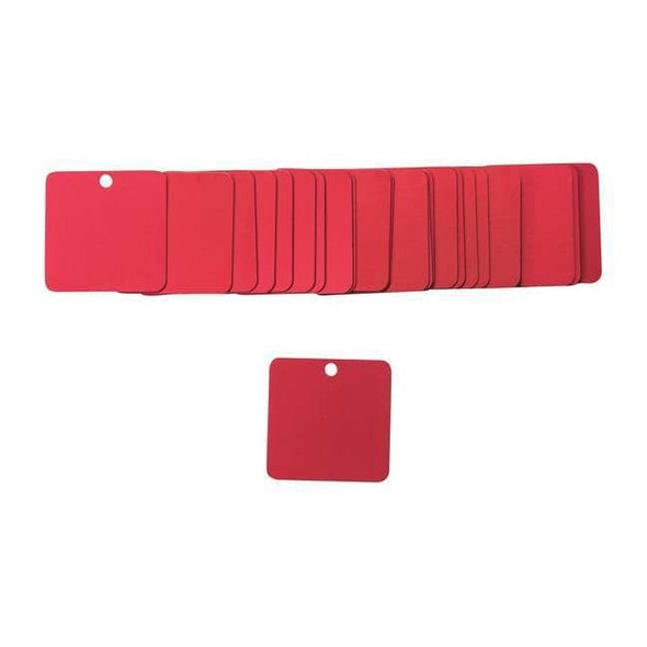 Brady Blank Tag, Aluminum, 2 in H x 2 in W, Red, Square, 25 PK 87640