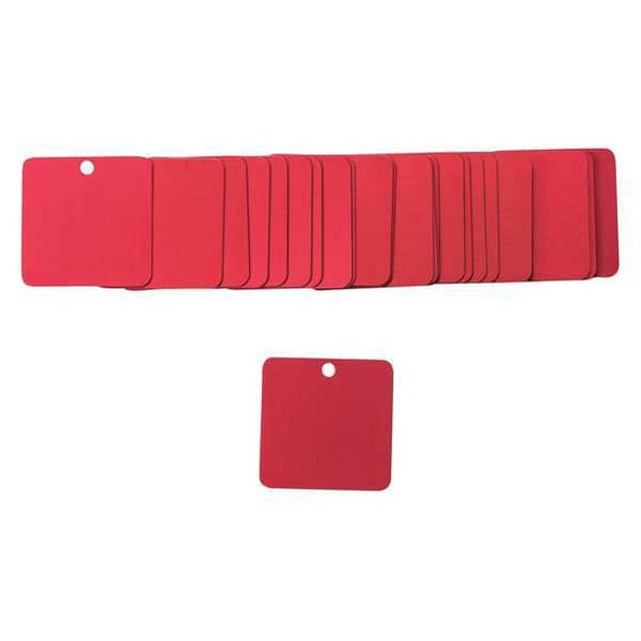 Brady Blank Tag, Aluminum, 2 in H x 2 in W, Red, Square, 25 PK 87640