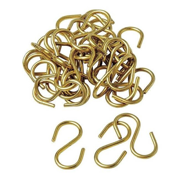Brady Hook,S Hook,1 1/2 in L,Brass,PK100 23304