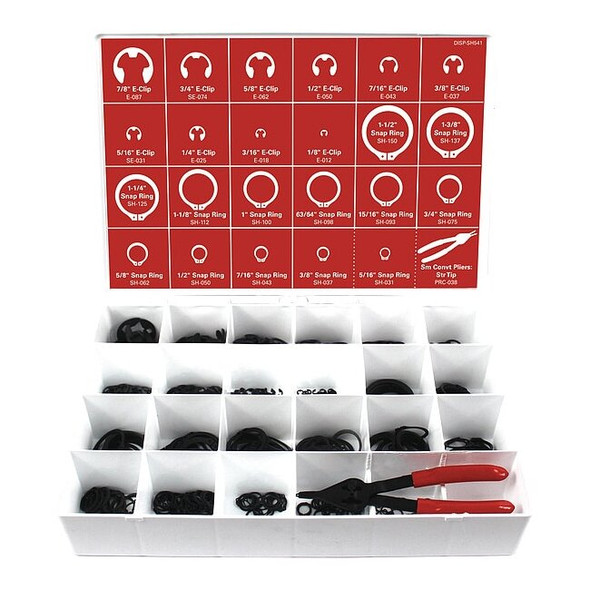 External Retaining Ring Assortment, Steel, Phosphate Finish