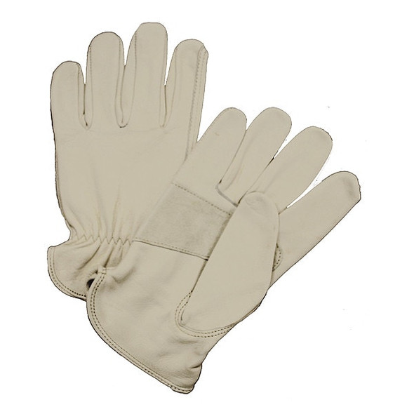 Leather Drivers Gloves, Shirred Slip-On Cuff, Keystone Thumb, Beige, 2XL, 12 PK