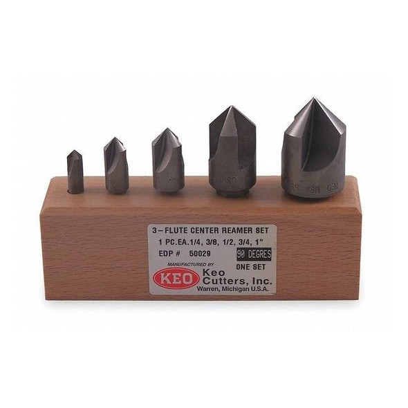 Keo 90 deg 3 Flute 5 piece Center Reamer Set CO 917-000-012