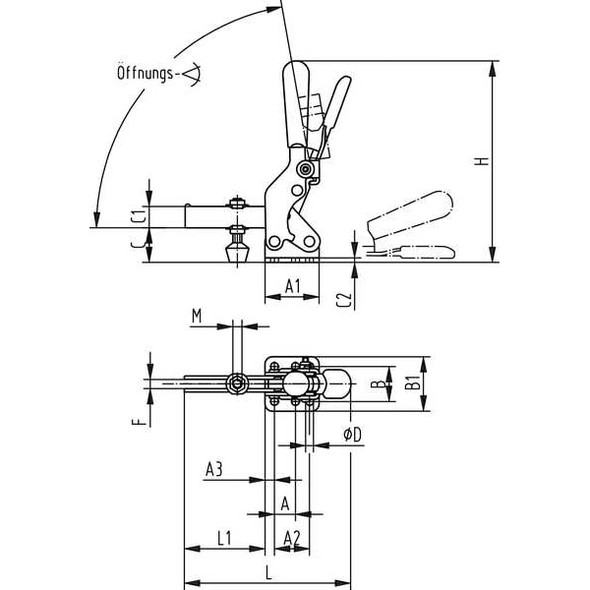 De-Sta-Co Toggle Clamp,Vert Hold,1000 Lb,H 7.17 2007-UR