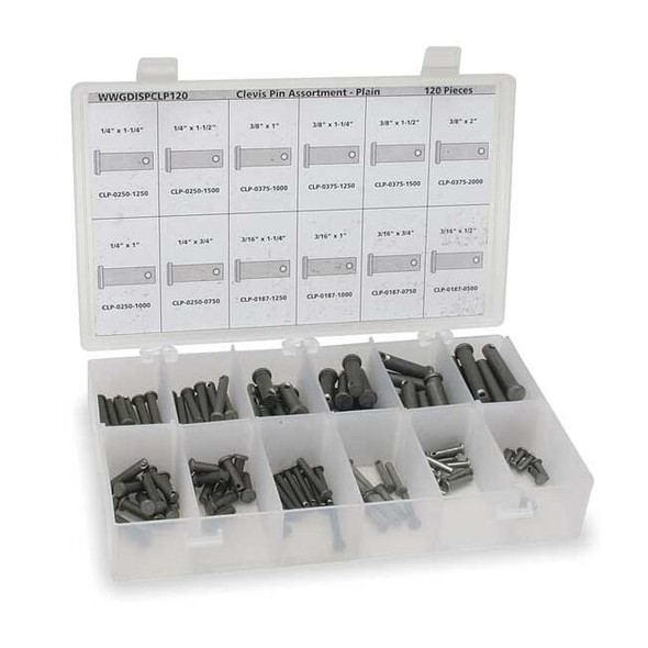 Clevis Cotter, Taper Pin Assortment, Steel, Plain, 74 Pcs