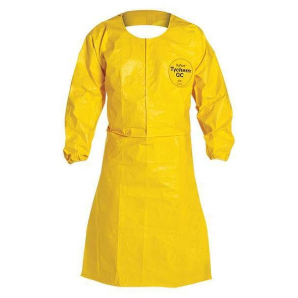 Apron, Polyethylene Coated High Density Polyethylene, Yellow, 44", 4XL  QC275BYL4X002500