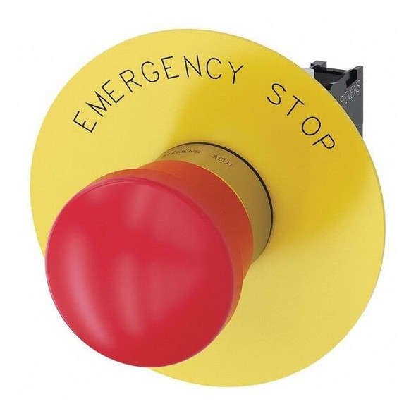 Siemens EmergencyStopPushButton,NonIllum,Red,1NC 3SU1150-1HA20-1CG0