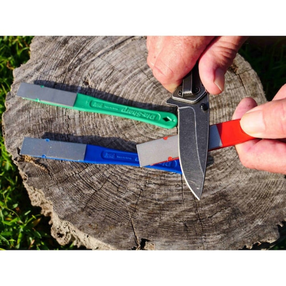 Hone Set, 7 in W, 3-4 in L, 3-16 in H, Diamond, 9, 25, 45 Grit, Blue-Green-Red  D2K