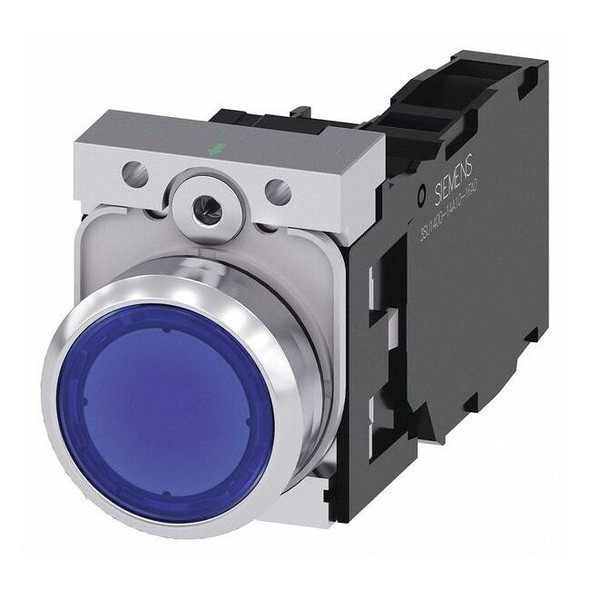 Siemens IllumPushButton,FullVolt,Blue,1NO/1NC 3SU1152-0AB50-1FA0