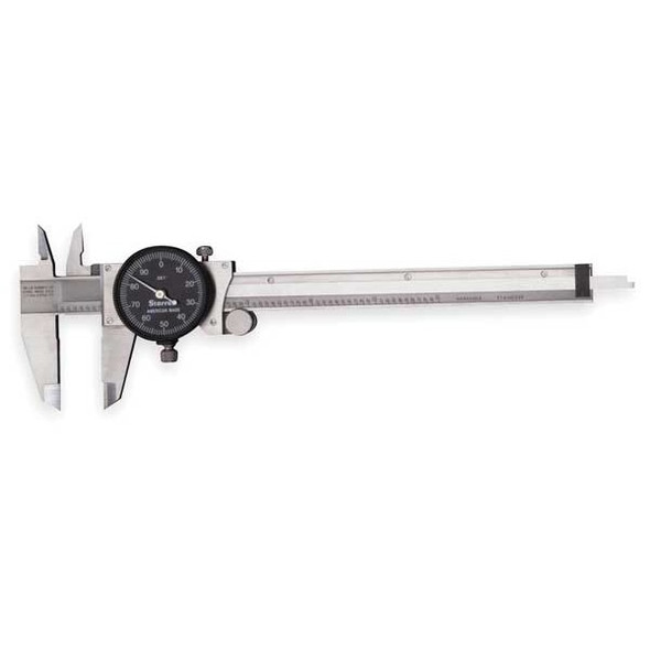 Starrett Dial Caliper w/Case,6 In,Black B120A-6