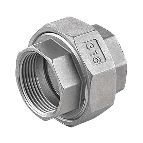 1" FNPT 316 SS Threaded Union, Max. Pressure: 300 psi