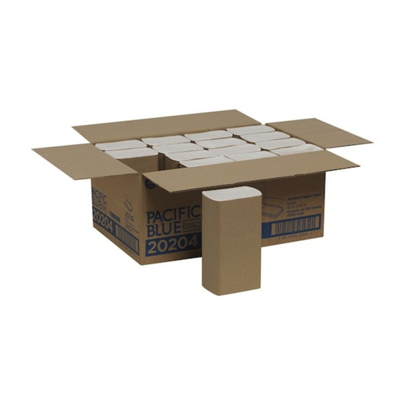 Georgia-Pacific Pacific Blue Basic Multifold Paper Towels, 1 Ply, 250 Sheets, White, 4000 PK 20204