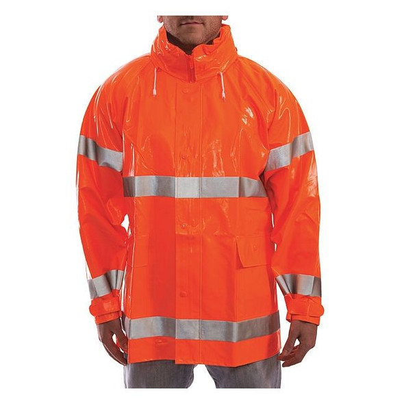 Tingley Flame Resistant Rain Jacket, PVC, Class 3 R, Orange, 4XL J53129