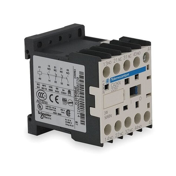 Schneider Electric IEC Control Relay,4NO,24VDC,10A CA3KN40BD