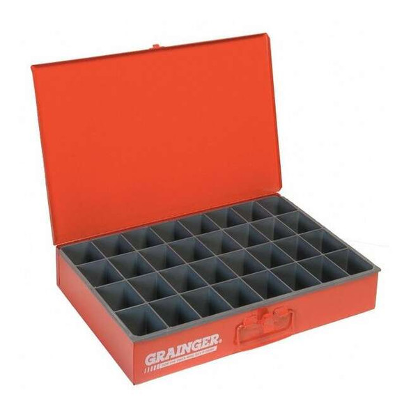 Steel, 32 compartments, 12 1/2 in D x 3 1/8 in H x 18 3/8 in W