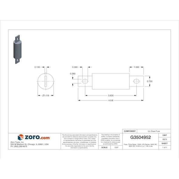 Eaton Bussmann Fuse,Class J,100A,LPJ Series LPJ-100SP