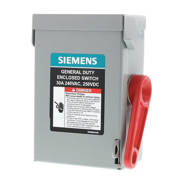 Siemens Fusible, Safety Switch, General Duty, 240 V, 2PST, NEMA 1 GNF221A