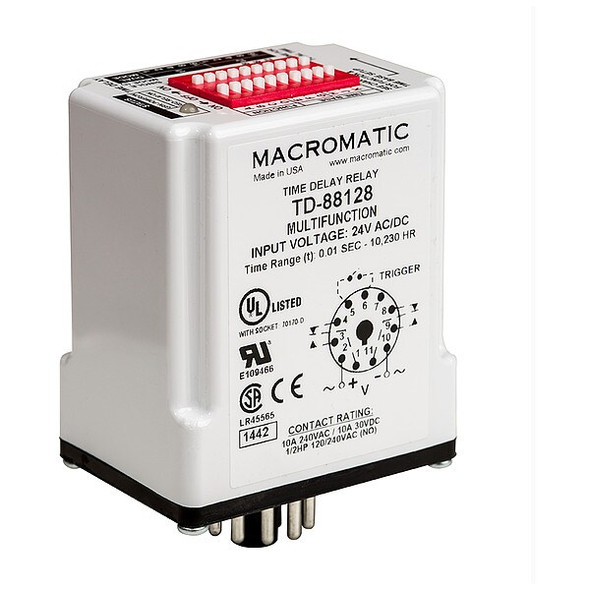 Macromatic MultiFunTimeDelayRelay, 120VAC, 8Pins TD-88162