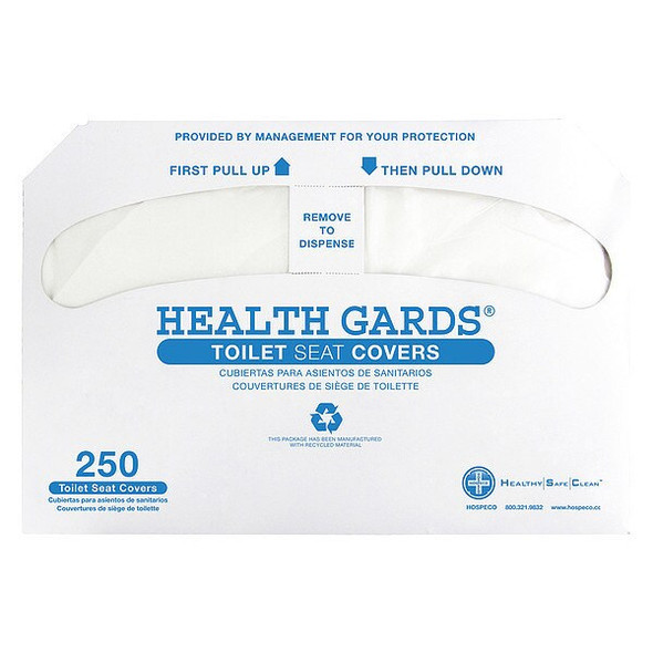 Hospeco Toilet Seat Cover, Health Gards, Half Folded, HG-2500, 2500 PK HG-2500