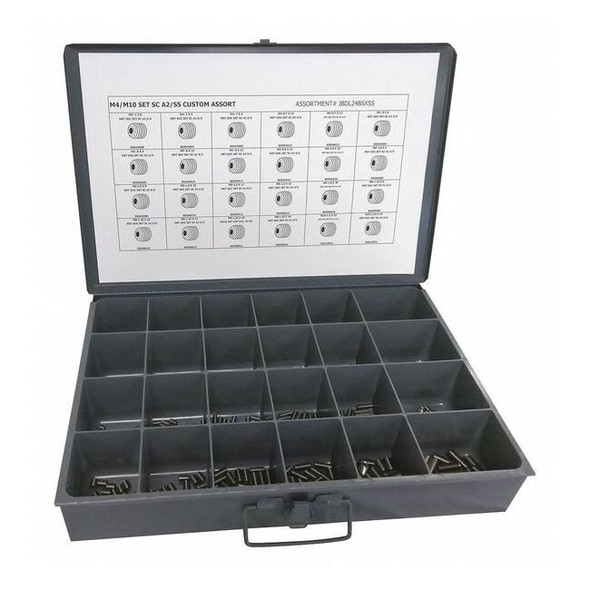 Set Screw Assortment, Stainless Steel, Plain Finish, 600 PCS