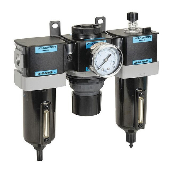 Filter Regulator Lubricator, 3 pcs, Gauge Port Size 1/4 in NPT