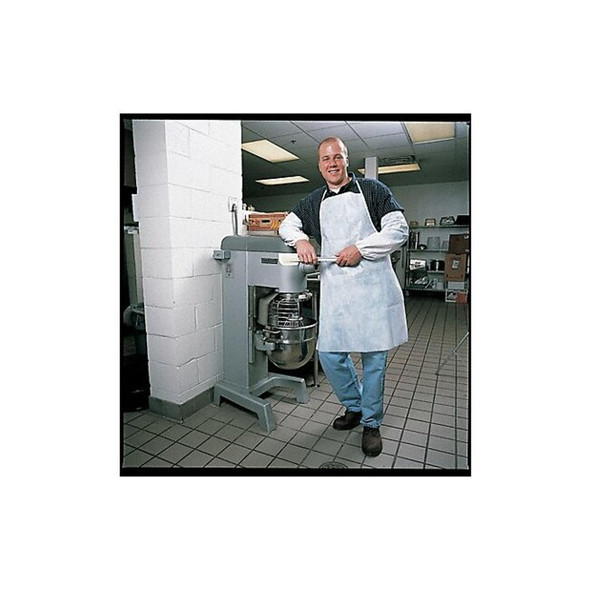 Bib Apron, Polypropylene, Serged, 1 mil, 36 in, White, Universal, 100 PK