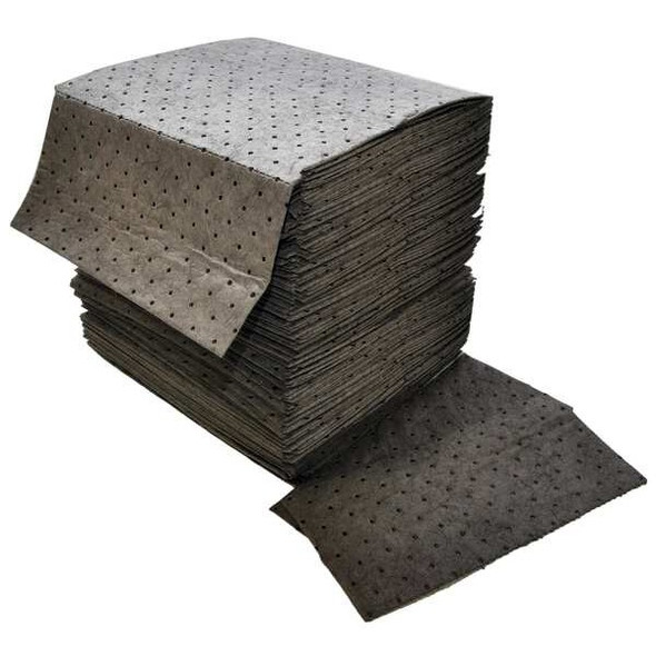 Spilfyter Sorbent Pad, 27 gal, 16 in x 18 in, Universal, Gray, 100 PK DB-75