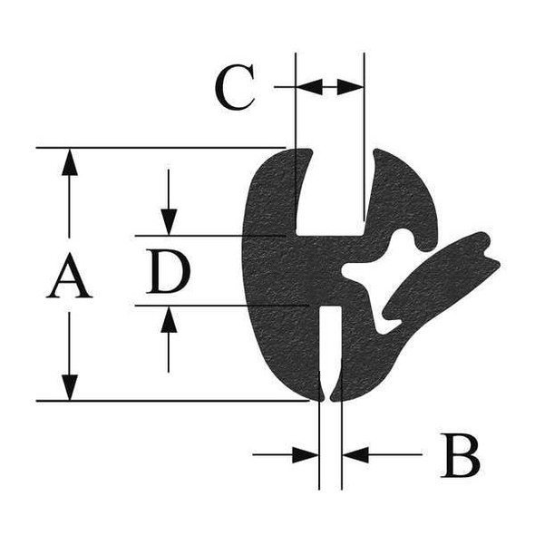 Single Piece Window Locking Gasket, Fits Glass 3/16" - 1/4", Fits Edge 0.035 to 0.067"