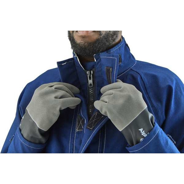 Ansell Lab Jacket, Nomex(R), Hook-and-Loop, Zipper, Blue, L 66-670