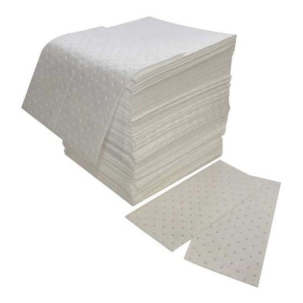 Spilfyter Sorbent Pad, 32 gal, 16 in x 18 in, Oil, White, Polypropylene Z-75