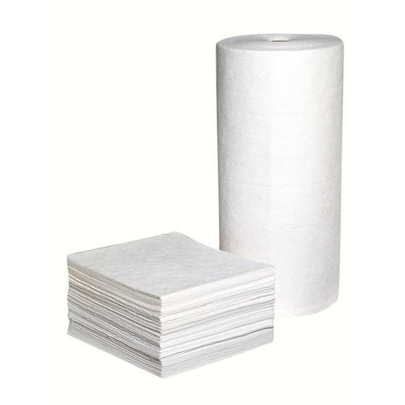 Spilfyter Sorbent Pad, 32 gal, 16 in x 18 in, Oil, White, Polypropylene Z-75
