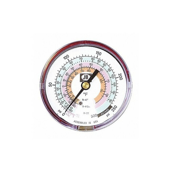 Jb Industries High Side Gauge, 3 1/8 in Dia, Red M2-825L Jb Industries High Side Gauge, 3 1/8 in Dia, Red M2-825L