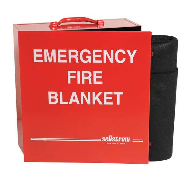 Sellstrom Fire Blanket and Cabinet,Carbon Felt S97456