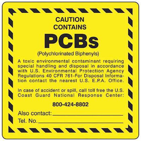 Brady Chemical Label, PCB, Polyester, 6 in W, 6 in H G98LS