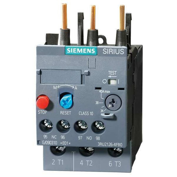Siemens OverloadRelay, IEC, Thermal, Auto/Manual 3RU21261CB0 Siemens OverloadRelay, IEC, Thermal, Auto/Manual 3RU21261CB0