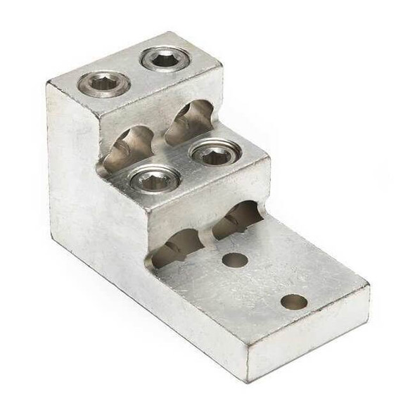 Mechanical Lug, 750 kcmil Max, 4 Conductor, 2 Hole, 3/8 in Stud, Aluminum