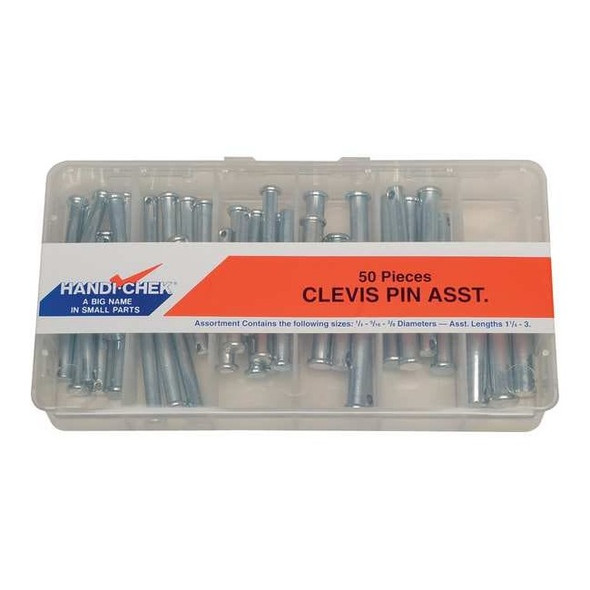 Clevis, Taper Pin Assortment, Steel, Zinc Plated, 50 Pcs
