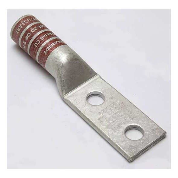 Two-Hole Compression Lug, 500 kcmil Max, 1/2 in Stud, Long Barrel, Copper, Brown
