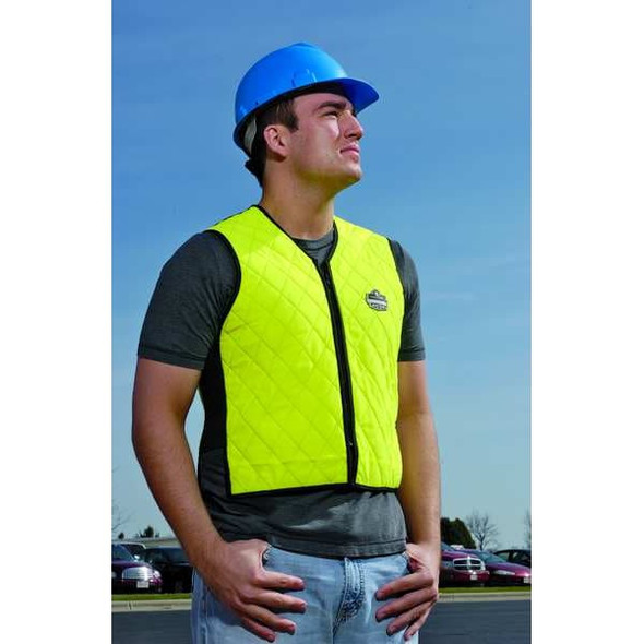Evaporative Cooling Vest, Nylon, Evaporative, Up to 4 hr Max Cooling Time, Zipper Closure, Gray