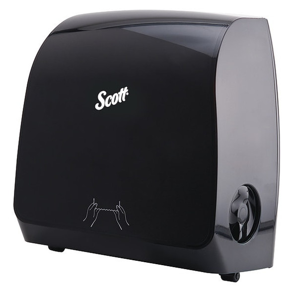 Slimroll Manual Towel Dispenser, Black, for Scott Orange Core Towels, 12.65" x 13.02" x 7.18"