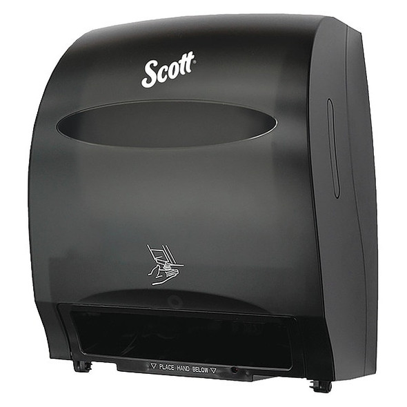 Essential Electronic Hard Roll Towel Dispenser, Black, Purple Core, 12.70" x 15.76" x 9.57", Qty 1